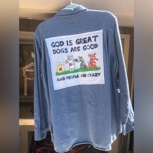 Rad Olive “Dogs Are Good” Upcycled Unisex Flannel